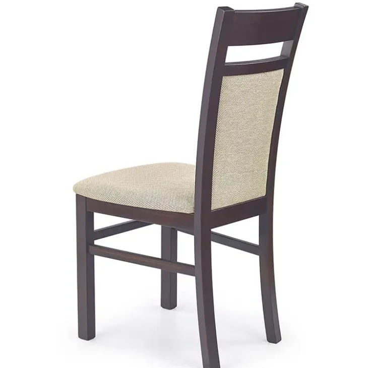Set 2 sedie sala da pranzo classiche imbottite in tessuto noce scuro beige Azalea