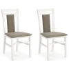 Set 2 sedie sala da pranzo classiche imbottite in tessuto bianco beige legno faggio Mimosa