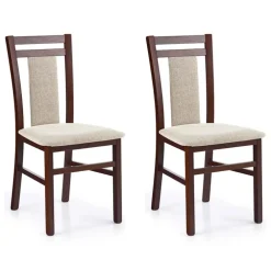 Set 2 sedie sala da pranzo classiche imbottite in tessuto noce scuro Gambia