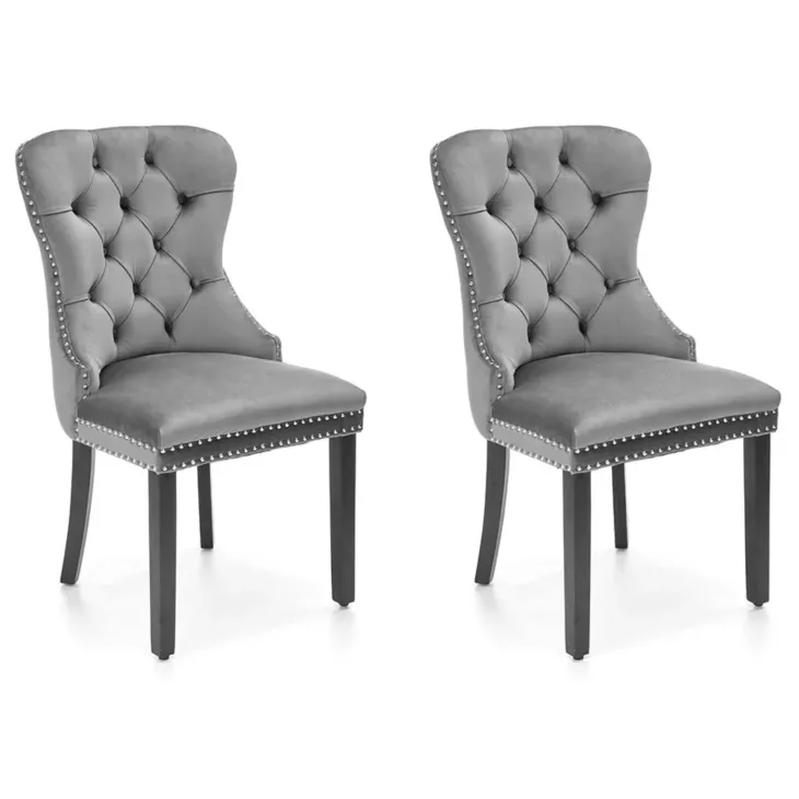 Set 2 sedie sala da pranzo classiche in tessuto grigio Briar