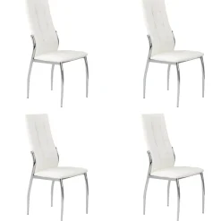 Set 4 sedie sala da pranzo imbottite in ecopelle bianco e struttura acciaio Sveva Gihome®