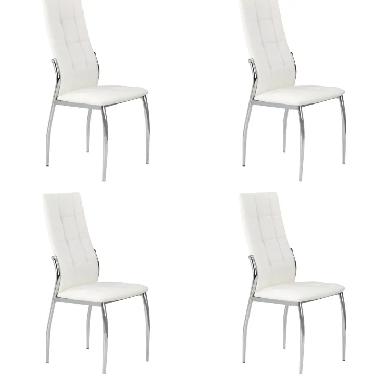 Set 4 sedie sala da pranzo imbottite in ecopelle bianco e struttura acciaio Sveva Gihome®