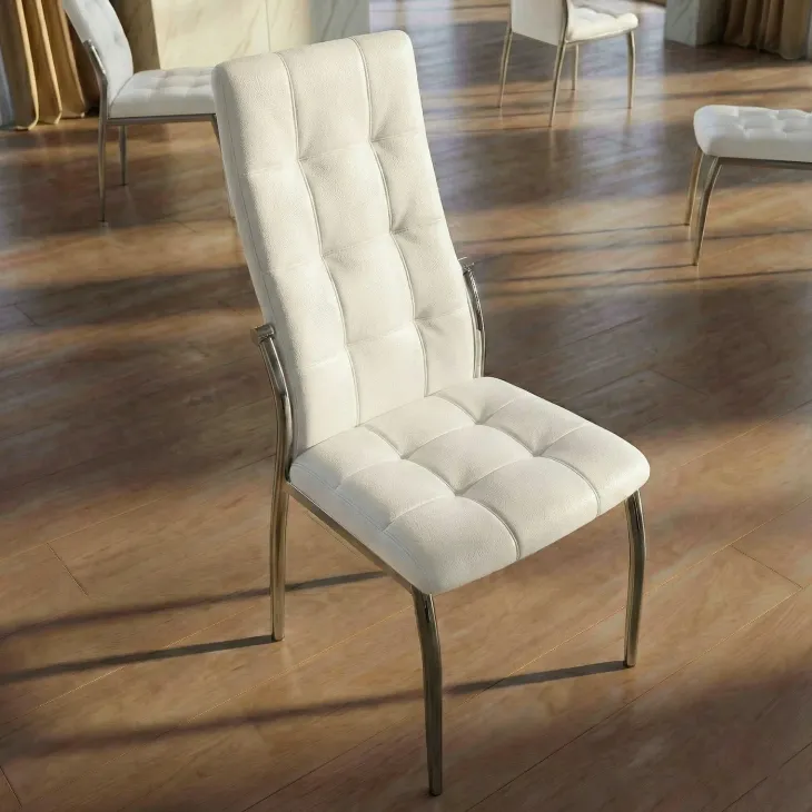 Set 4 sedie sala da pranzo imbottite in ecopelle bianco e struttura acciaio Sveva Gihome®