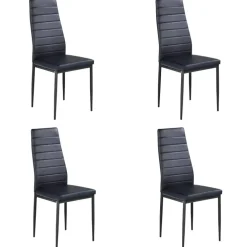 Set 4 sedie sala da pranzo imbottite in ecopelle nero Vittoria