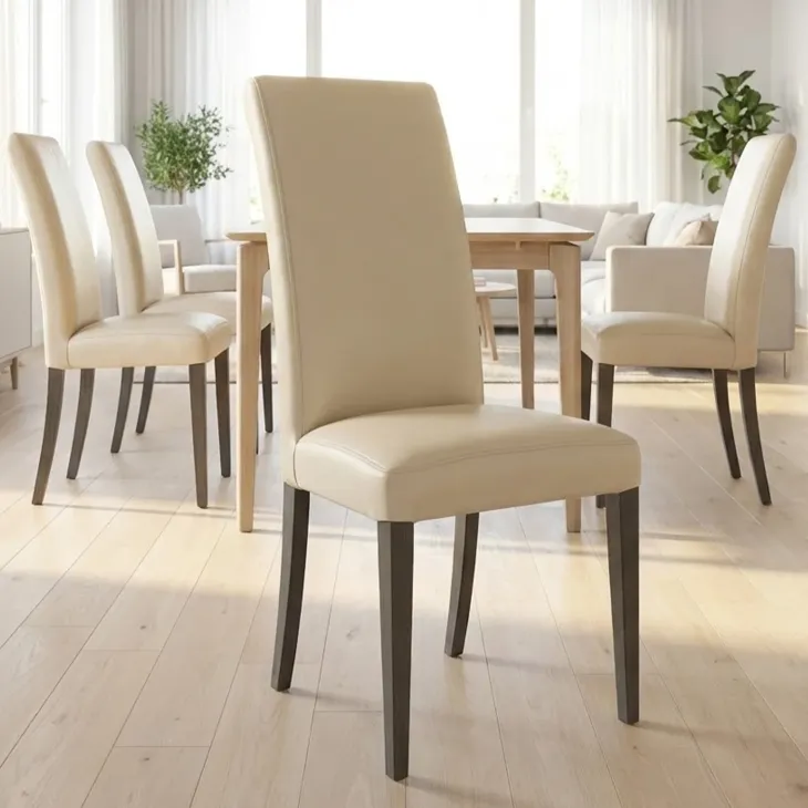 Set 4 sedie sala da pranzo imbottite in ecopelle moderne bianco avorio Bice Gihome®