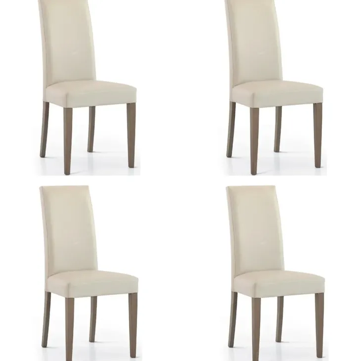 Set 4 sedie sala da pranzo imbottite in ecopelle moderne bianco avorio Bice Gihome®