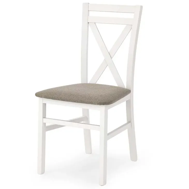 Set 2 sedie sala da pranzo imbottite in tessuto stile shabby bianco beige Janet