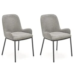Set 2 sedie sala da pranzo imbottite moderne con braccioli in tessuto grigio Piumetta