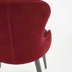Set 2 sedie sala da pranzo imbottite in velluto rosso bordeaux Vera