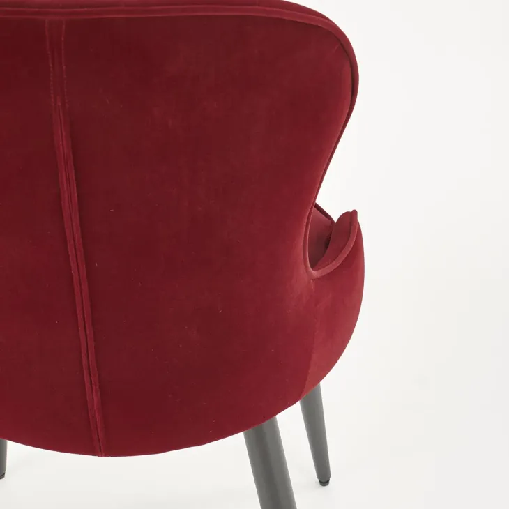 Set 2 sedie sala da pranzo imbottite in velluto rosso bordeaux Vera