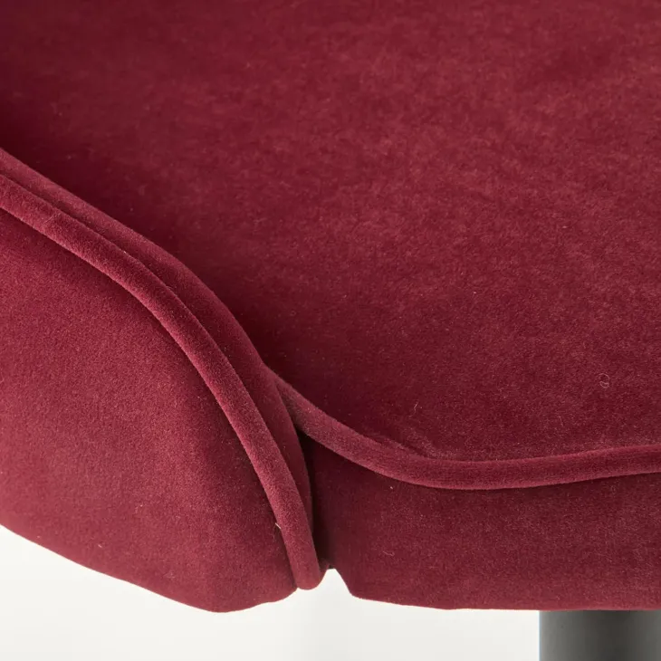 Set 2 sedie sala da pranzo imbottite in velluto rosso bordeaux Vera
