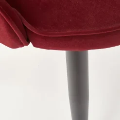 Set 2 sedie sala da pranzo imbottite in velluto rosso bordeaux Vera