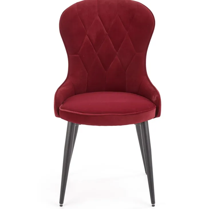 Set 2 sedie sala da pranzo imbottite in velluto rosso bordeaux Vera
