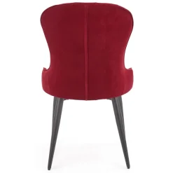 Set 2 sedie sala da pranzo imbottite in velluto rosso bordeaux Vera