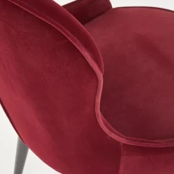 Set 2 sedie sala da pranzo imbottite in velluto rosso bordeaux Vera