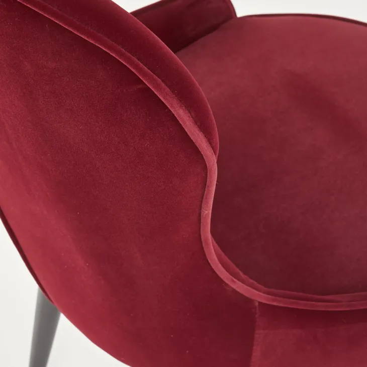 Set 2 sedie sala da pranzo imbottite in velluto rosso bordeaux Vera