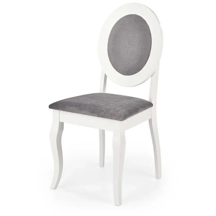 Set 2 sedie sala da pranzo imbottite in tessuto grigio bianco Adna