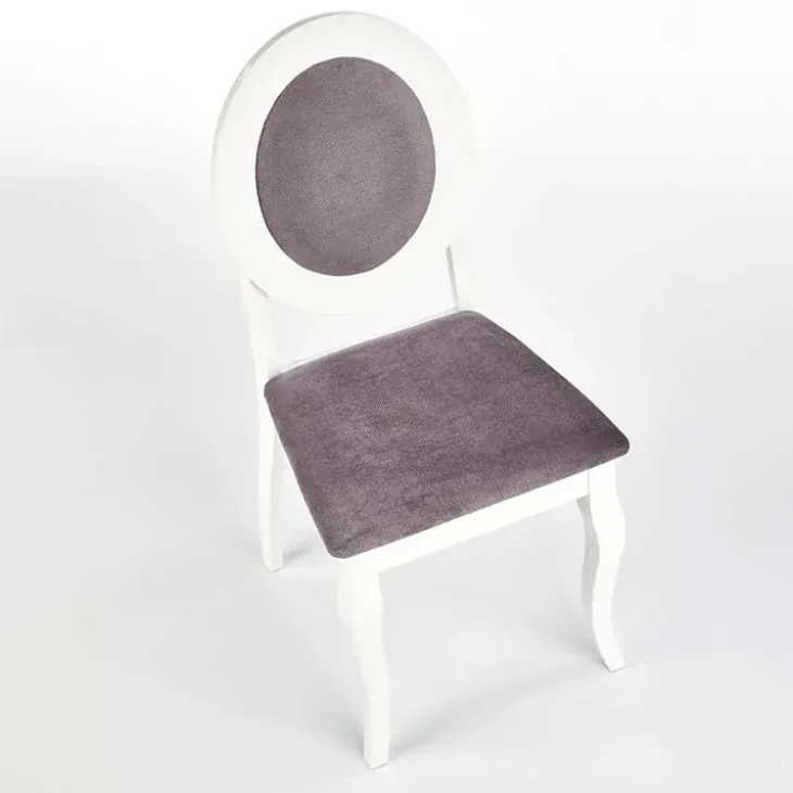 Set 2 sedie sala da pranzo imbottite in tessuto grigio bianco Adna