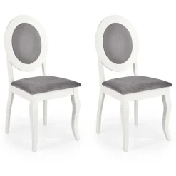 Set 2 sedie sala da pranzo imbottite in tessuto grigio bianco Adna