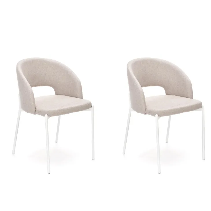 Set 2 sedie sala da pranzo imbottite in tessuto beige Turbo