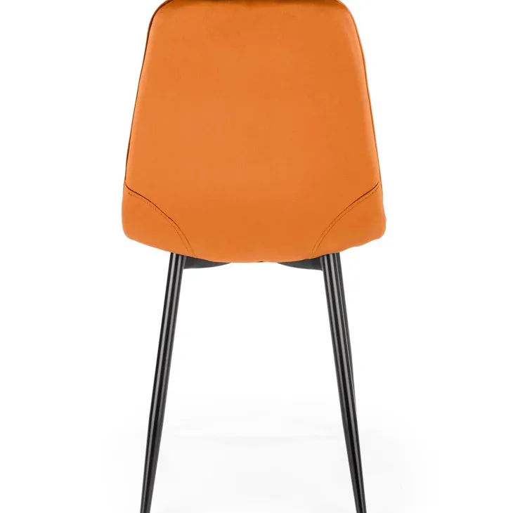 Set 4 sedie sala da pranzo imbottite in velluto arancio terracotta Amos