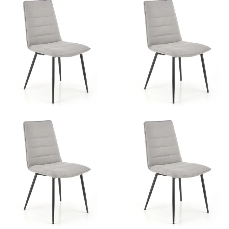 Set 4 sedie sala da pranzo imbottite in tessuto grigio Quiche