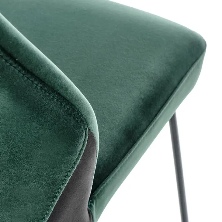 Set 2 sedie sala da pranzo imbottite in velluto verde scuro nero Malabo