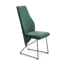 Set 2 sedie sala da pranzo imbottite in velluto verde scuro nero Malabo