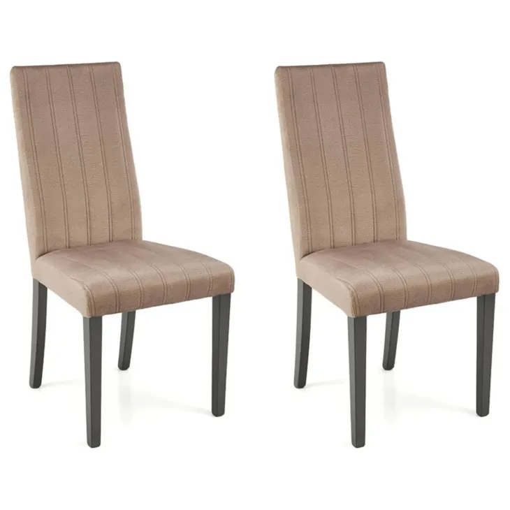 Set 2 sedie sala da pranzo imbottite in velluto trapuntato beige Mascate