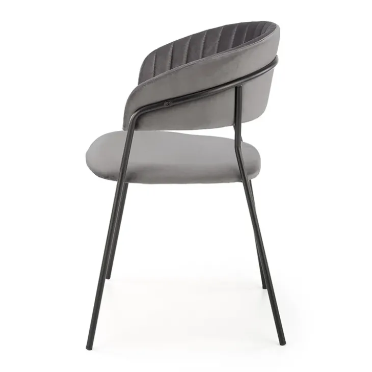 Set 4 sedie sala da pranzo imbottite in velluto grigio Lina