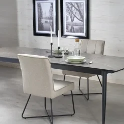 Set 4 sedie sala da pranzo imbottite in tessuto beige Anemone