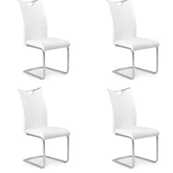 Set 4 sedie sala da pranzo imbottite in ecopelle bianco con gambe in metallo Soraya