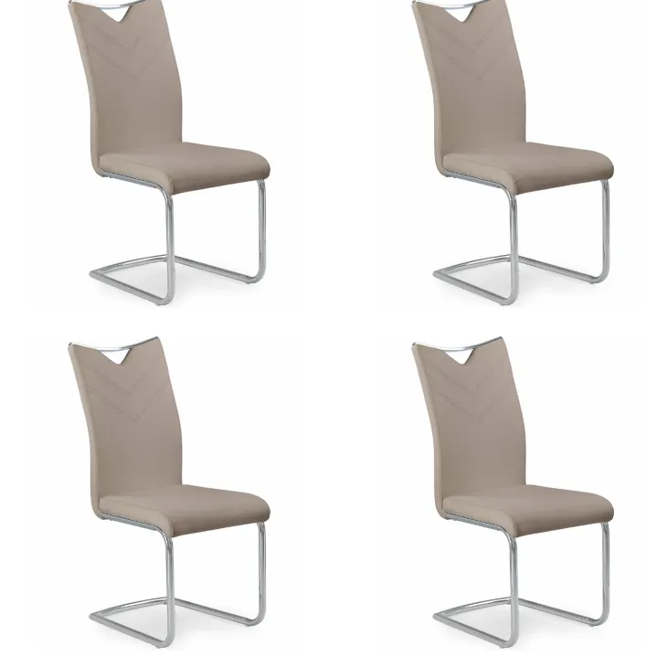 Set 4 sedie sala da pranzo imbottite in ecopelle beige con gambe in metallo Soraya