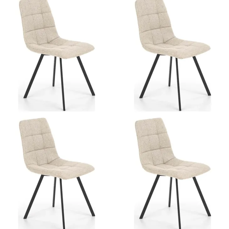 Set 4 sedie sala da pranzo imbottite in tessuto beige Kristen