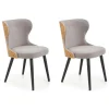 Set 2 sedie sala da pranzo imbottite in tessuto grigio rovere Nathan