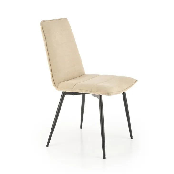 Set 4 sedie sala da pranzo imbottite in tessuto beige Quiche