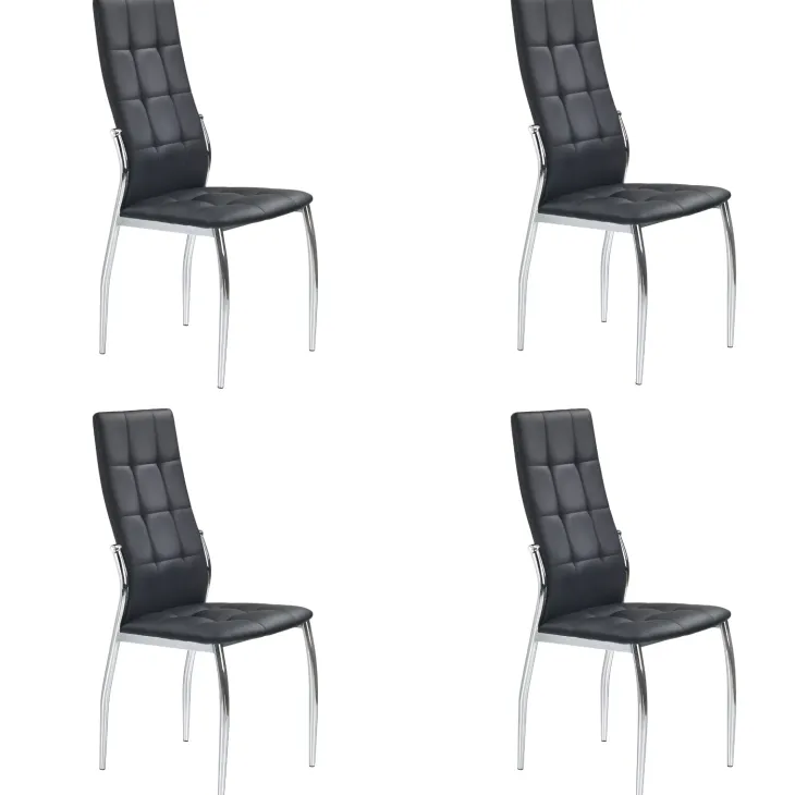 Set 4 sedie sala da pranzo imbottite in ecopelle nera e struttura acciaio Sveva Gihome®