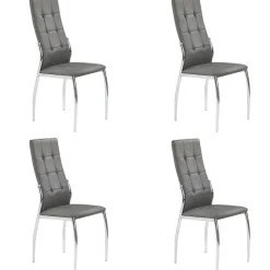 Set 4 sedie sala da pranzo imbottite in ecopelle grigia e struttura acciaio Sveva Gihome®
