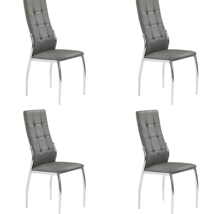 Set 4 sedie sala da pranzo imbottite in ecopelle grigia e struttura acciaio Sveva Gihome®