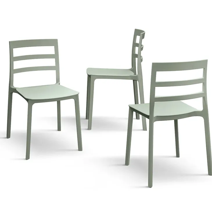Set 4 sedie sala da pranzo impilabili moderne in polipropilene verde Nature