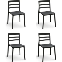 Set 4 sedie sala da pranzo impilabili moderne in polipropilene nero Nature