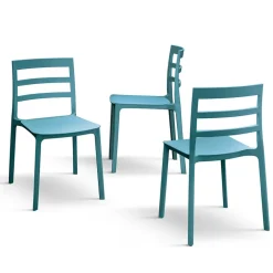 Set 4 sedie sala da pranzo impilabili moderne in polipropilene azzurra Nature