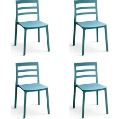 Set 4 sedie sala da pranzo impilabili moderne in polipropilene azzurra Nature