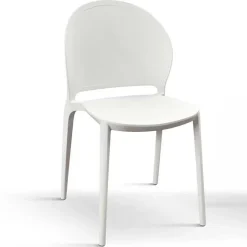 Set 4 sedie sala da pranzo impilabili moderne in polipropilene bianco Pelican