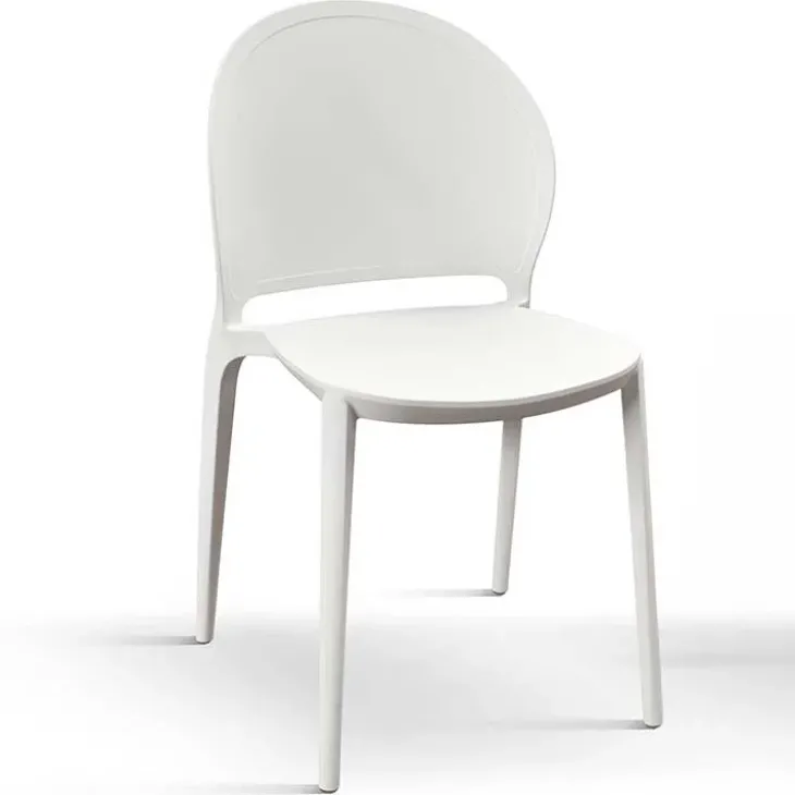 Set 4 sedie sala da pranzo impilabili moderne in polipropilene bianco Pelican