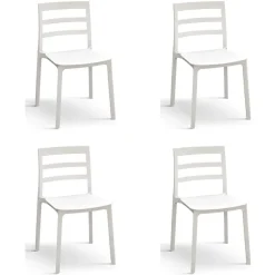 Set 4 sedie sala da pranzo impilabili moderne in polipropilene bianco Nature
