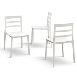 Set 4 sedie sala da pranzo impilabili moderne in polipropilene bianco Nature