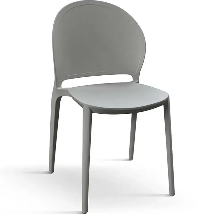 Set 4 sedie sala da pranzo impilabili moderne in polipropilene grigio Pelican