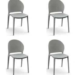 Set 4 sedie sala da pranzo impilabili moderne in polipropilene grigio Pelican