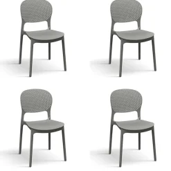 Set 4 sedie sala da pranzo impilabili in polipropilene grigio Elbow